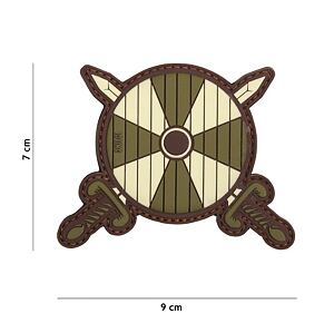Patch - Viking shield + 2 swords green