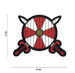 Patch - Viking shield + 2 swords red/white
