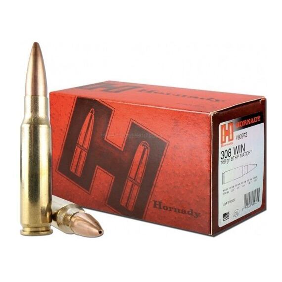 Kulový náboj Hornady Match .308Win 168grs BTHP MATCH