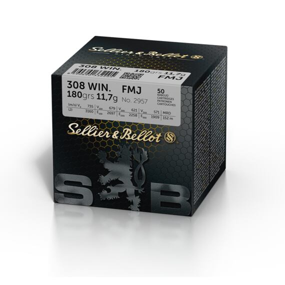 Kulový náboj SB 308Win FMJ 180grs 11,7g (50ks)